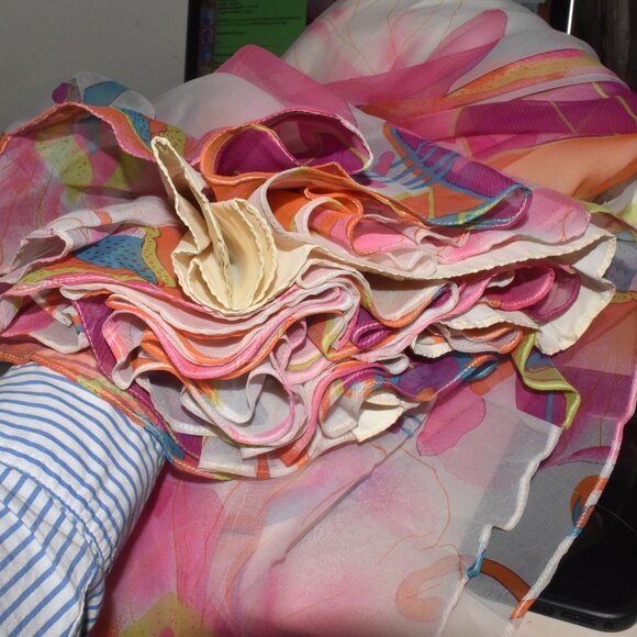 1960's VINTAGE Abstract Flora Chiffon Maxi Stunning Dress Small Size - Picture 16 of 16